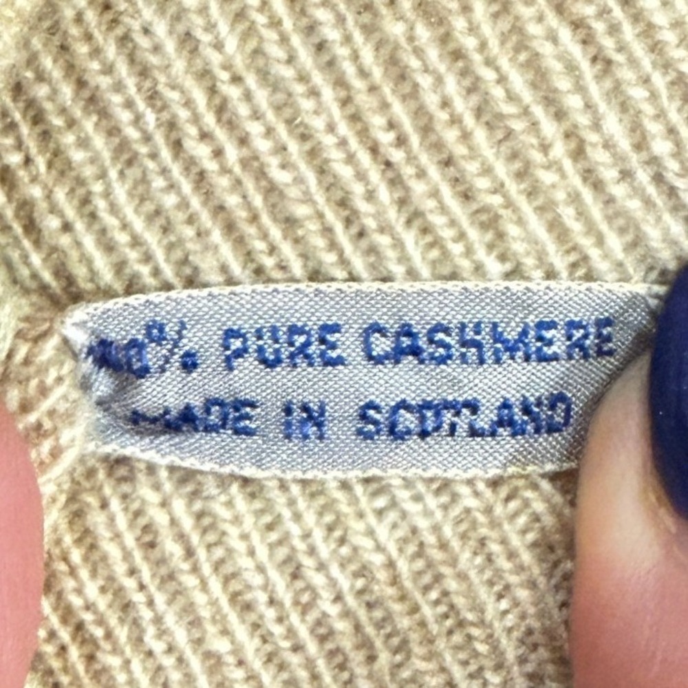 Pringle of Scotland 100% Cashmere Cardigan Sweater Beige Womens M Preppy - Picture 7 of 12